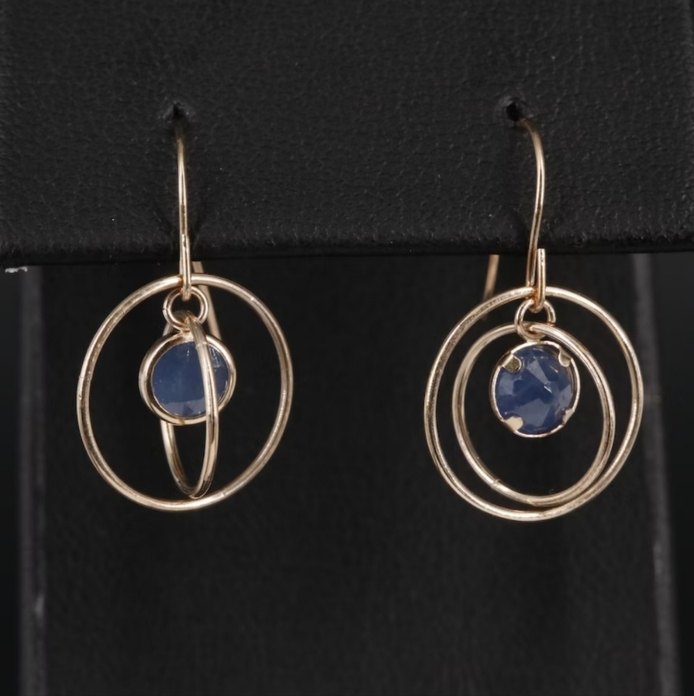 10k Sapphire Dangle Earrings
